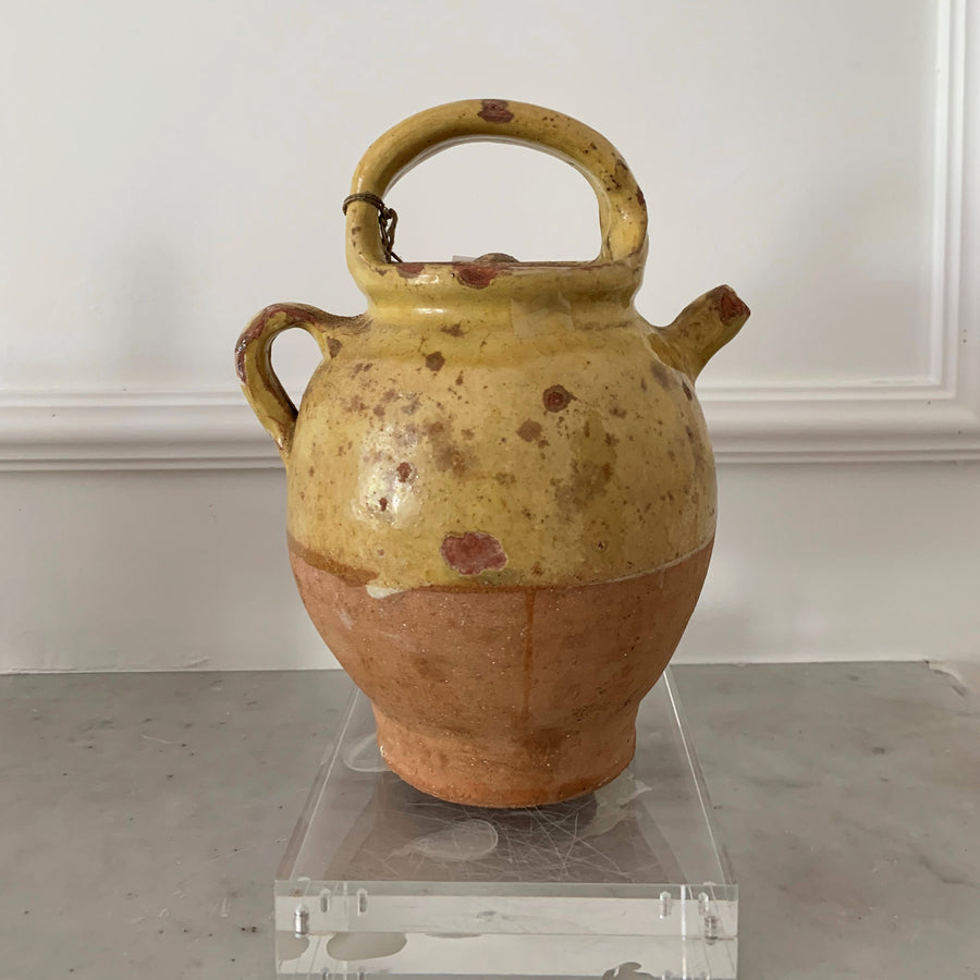 Antique Clay Vase With Vanilla Patina