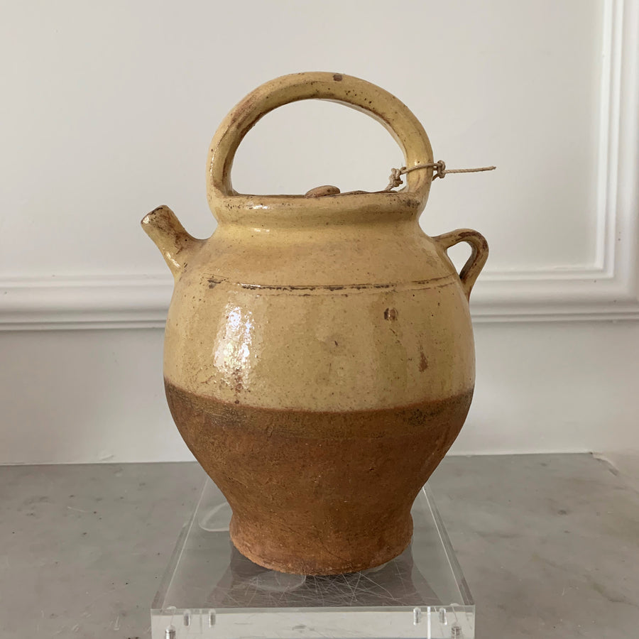 Antique Clay Vase With Handle